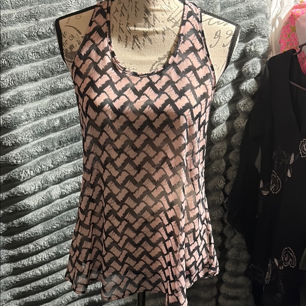 Final Touch Gold and Orange Asymmetrical Tank Top